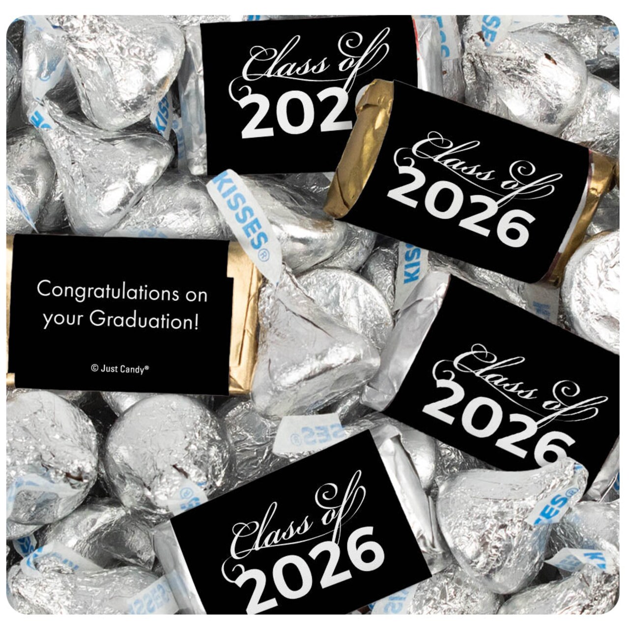 496 Pcs Maroon Graduation Class of 2026 Candy - Maroon Wrapped Miniatures and Silver Kisses For Party Favors, Goodie Bags, Dessert Tables And More (6 lbs)